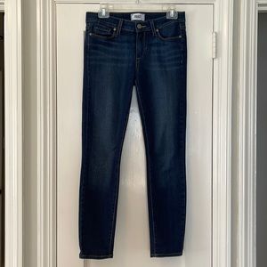 Paige Ankle Jean. Excellent condition. Slightly distressed dark wash. Size 29